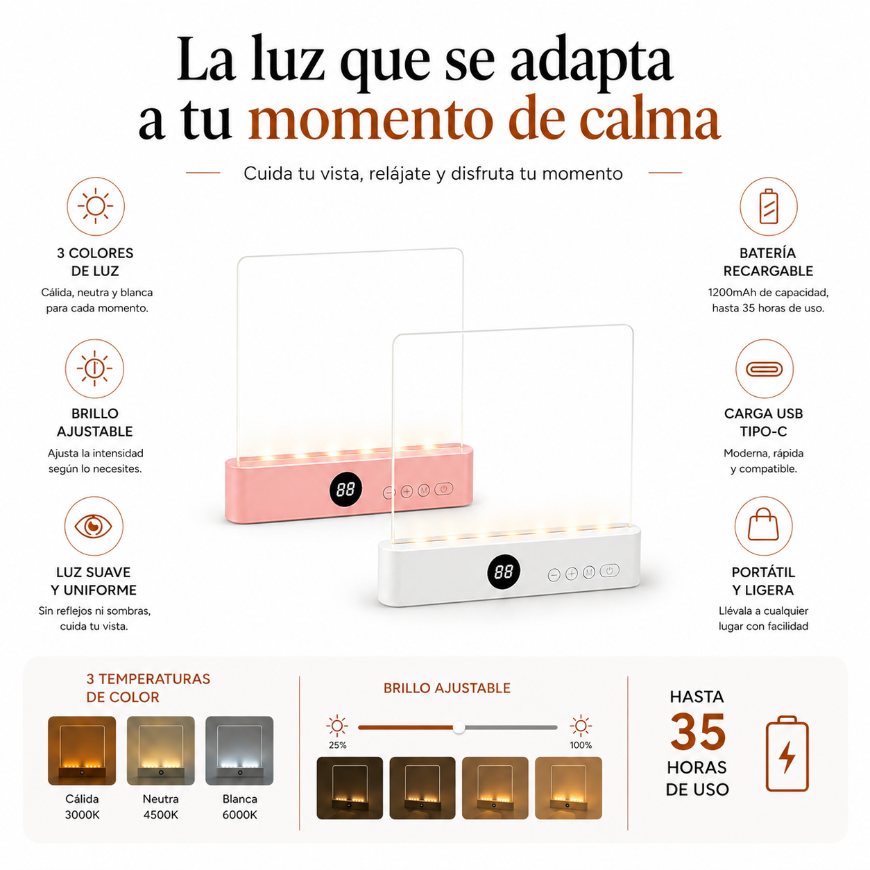 Luz de Lectura Ajustable con Control de Intensidad